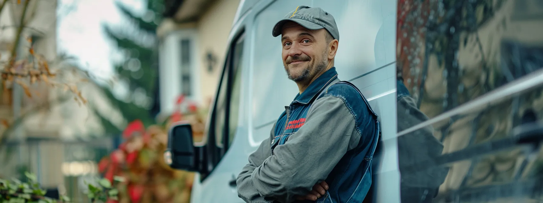 a handyman proudly displaying his slogan on the side of his service van, showcasing consistency and brand recognition. a handyman proudly displaying his slogan on the side of his service van, showcasing consistency and brand recognition.