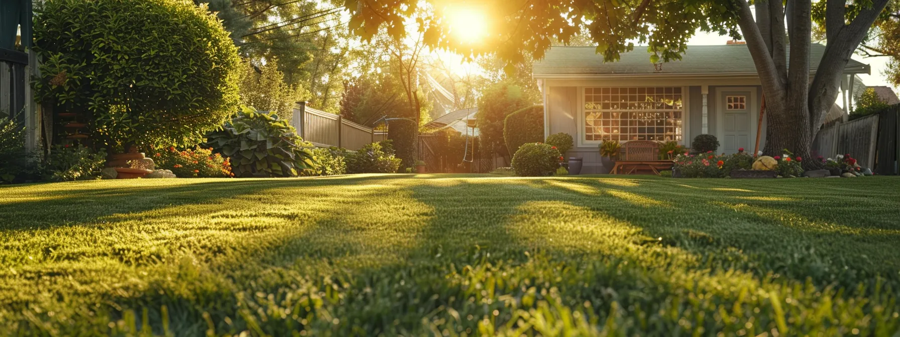 a vibrant, colorful ad featuring a lush green lawn with a bold call-to-action button, attracting homeowners' attention. a vibrant, colorful ad featuring a lush green lawn with a bold call-to-action button, attracting homeowners' attention.
