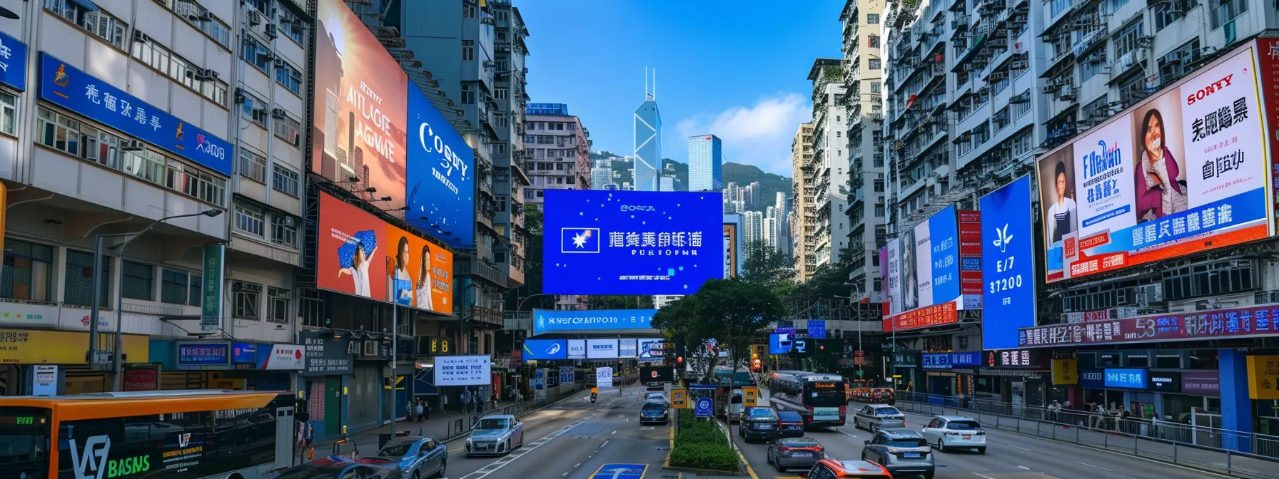 capture a vibrant billboard displaying the company's slogan prominently in a bustling cityscape, surrounded by other marketing materials like brochures and social media ads. capture a vibrant billboard displaying the company's slogan prominently in a bustling cityscape, surrounded by other marketing materials like brochures and social media ads.
